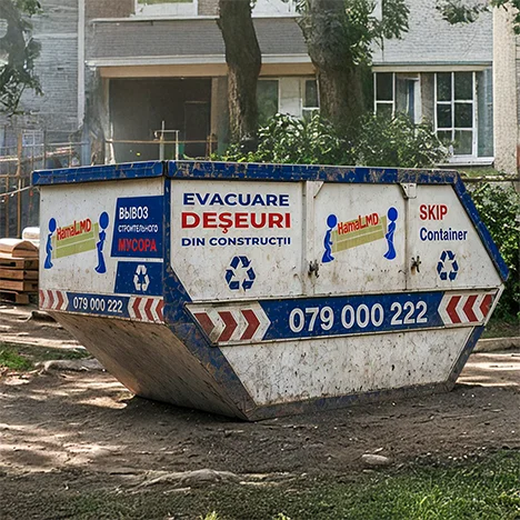 Container skip marcat pentru evacuarea deșeurilor de construcții din Chișinău